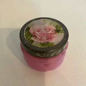 Vintage Avon pink flower shape little cream jar collectible
